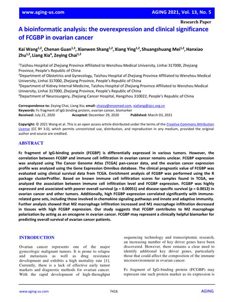 Pdf A Bioinformatic Analysis The Overexpression And Clinical