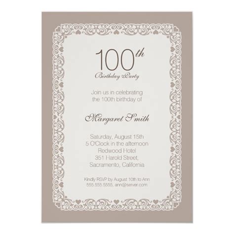 100th Birthday Invitation Templates