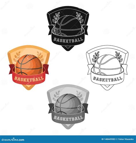 Эмблема баскетбола Значок баскетбола одиночный в мультфильме, черной ...