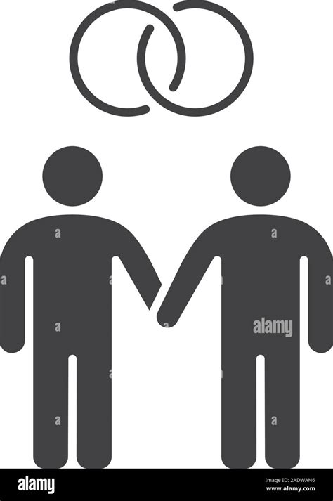 Gay Marriage Icon Homosexual Couple Silhouette Symbol Two Men Holding