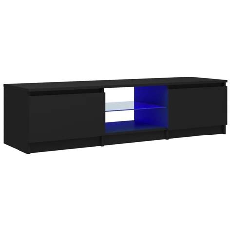 JILL SALE Meuble TV Banc TV Buffet de TV avec lumières LED Noir