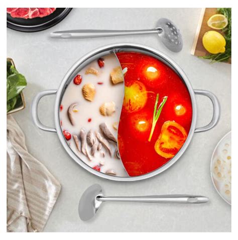 Studyli 304 Stainless Steel Shabu Shabu Pot Dual Sided Divider Hot Pot Stockpot 28cm Walmart