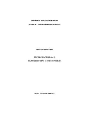 Completable En línea PLIEGO DE CONDICIONES CONVOCATORIA PBLICA Fax