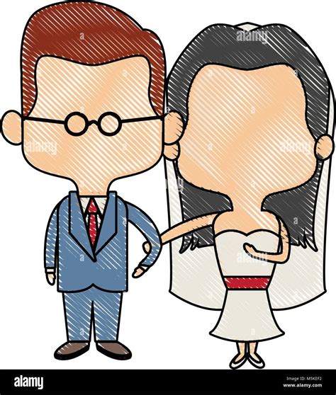 Cute Couple Husband Wife In Wedding Suit Happy Together Stock Vector Image And Art Alamy