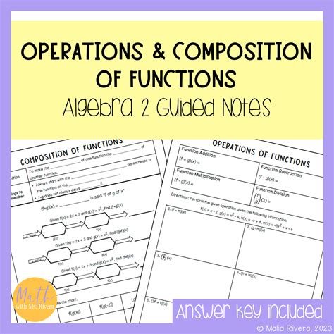 Operations Composition Of Functions Guided Notes For Algebra