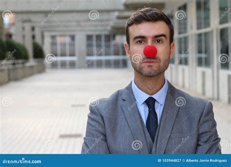 Businessman with a Red Clown Nose Stock Image - Image of elegant, cute ...