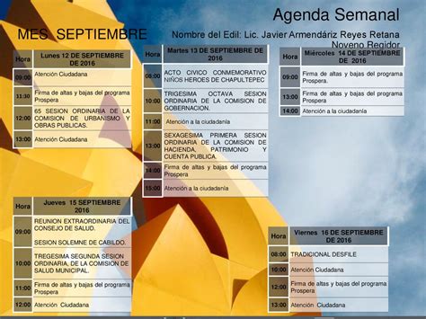 Agenda Semanal Mes Septiembre Ppt Descargar