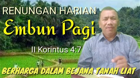 Renungan Harian Embun Pagi Ii Korintus Harta Berharga Dalam Bejana