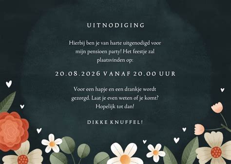 Moderne Uitnodiging Pensioen Party Bloemenkader Kaartje Go