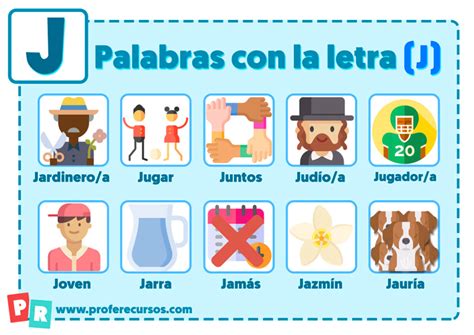 Palabras que empiezan con j para niños