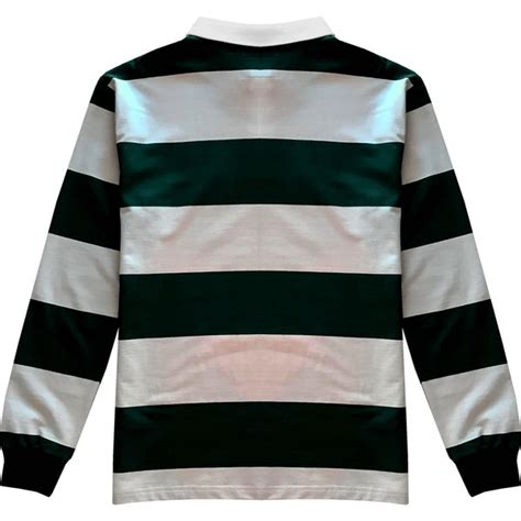 Pink And Green Comfortable Stretch Striped Mens Rugby Shirt Kings Of Ny