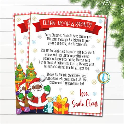 Editable Letter From Santa Printable Santa Letter Instant Download Personalized Christmas Eve