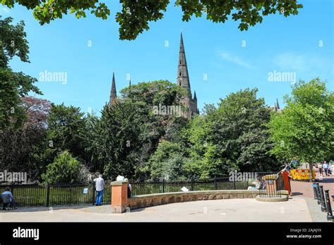 A View Of Lichfield Cathedral From Over Minster Pool Lichfield