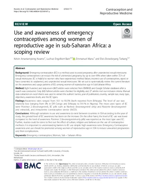 Pdf Use And Awareness Of Emergency Contraceptives Among Women Of