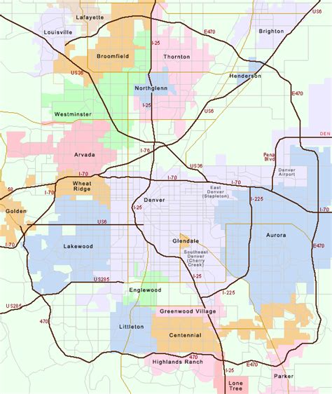 Map of Hotels in the Greater Denver Area, Colorado