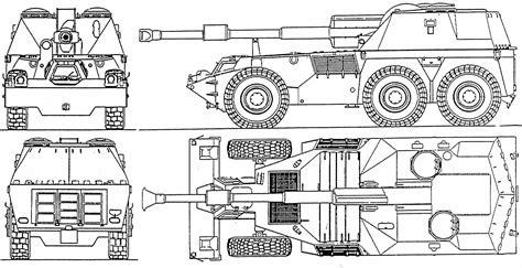 G6 howitzer Blueprint - Download free blueprint for 3D modeling