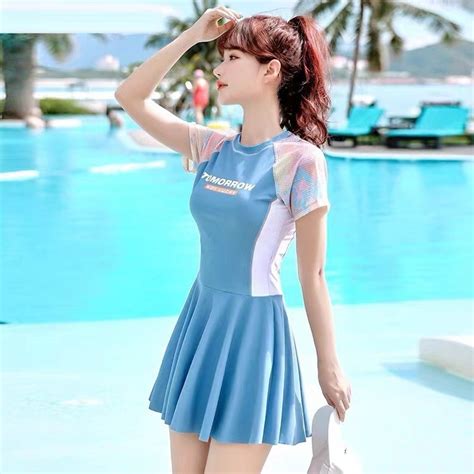 Summer Suit Swimming Conservative Anti Glare Skirt Boxer Hot Spring Female Student Swimsuit