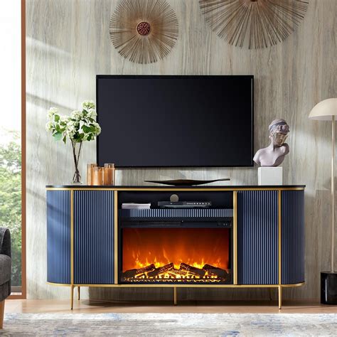 OKD 70 Modern Fireplace TV Stand For TVs Up To 80 Inches