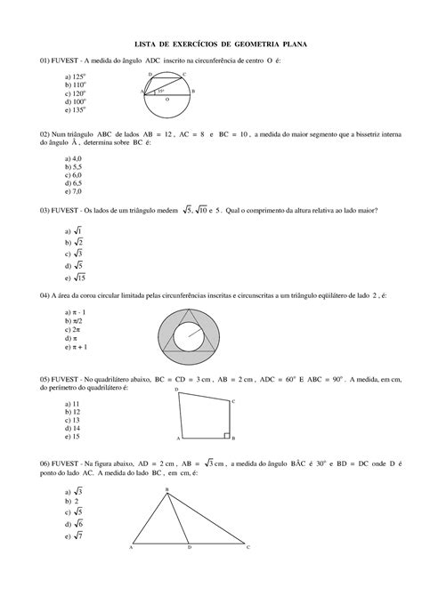 Lista De Exercícios De Geometria Plana Lista De ExercÍcios De