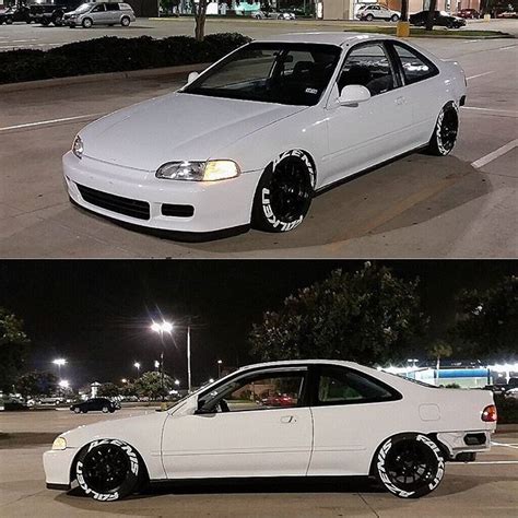 White Honda Civic Coupe at Night