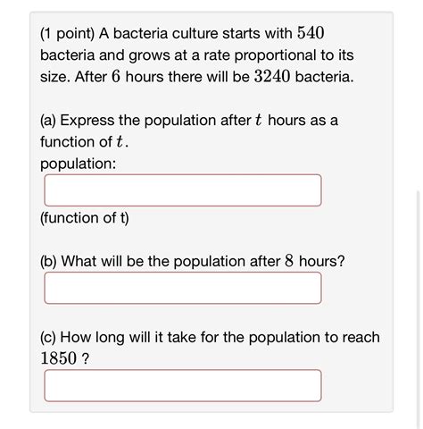 Solved Point A Bacteria Culture Starts With Bacteria Chegg