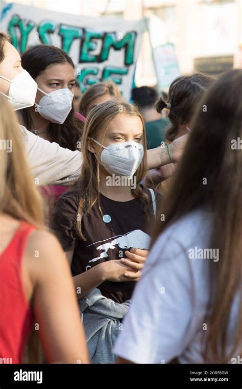 Milan Italy October Fridays For Future Protest With Greta