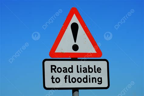 Road Flooding Sign Highway Red Floods Photo Background And Picture For ...