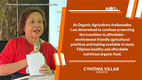 CYNTHIA VILLAR APPOINTED AS ORGANIC AGRI ENVOY — IKOT.PH