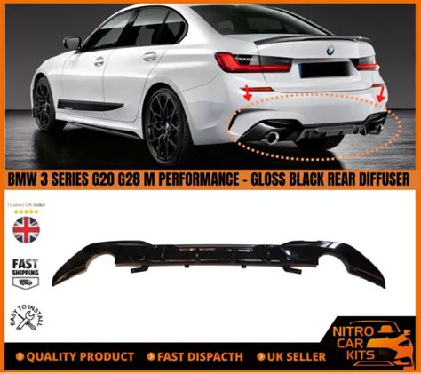 Bmw 3 Series G20 M Performance Rear Dual Exit Bumper Diffuser In Gloss Black £179 99 Picclick Uk