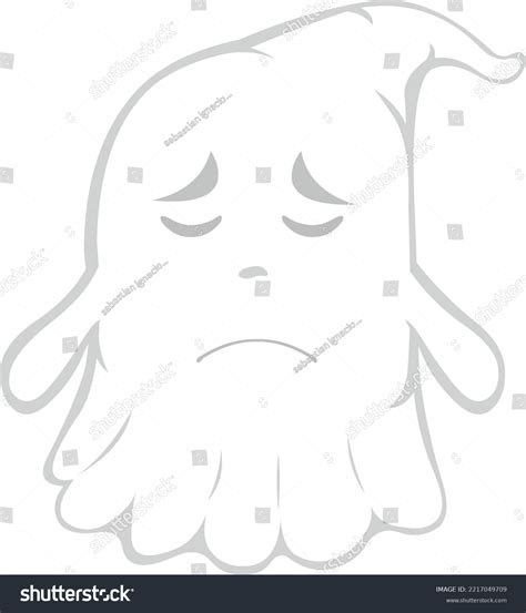 Vector Illustration Cartoon Ghost Sad Expression Stock Vector (Royalty ...