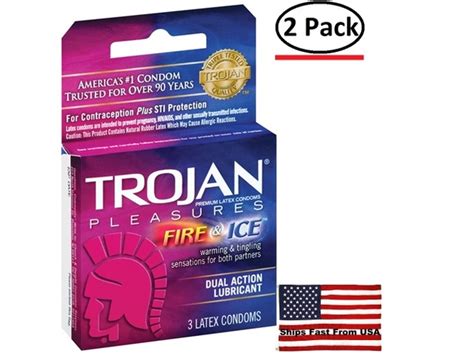 2 Pack Trojan Fire And Ice Dual Action Lubricated Condoms 3 Pack