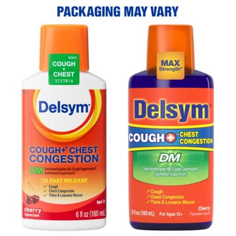 Delsym DM Adult Cough + Chest Congestion Cherry Liquid, 6 fl oz - QFC