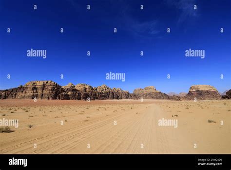 Overview Of The Desert At Wadi Rum Unesco World Heritage Site Jordan