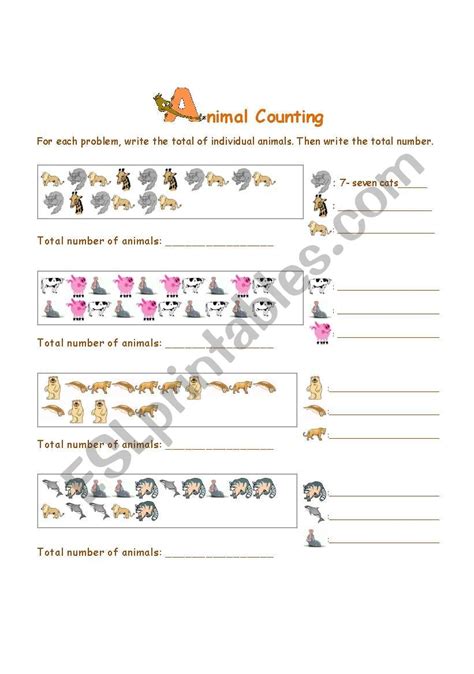 Animal Counting - ESL worksheet by bamarcia