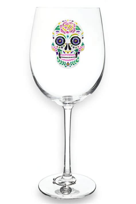 Sugar Skull Wine Glass Stemmed And Stemless Wine Glasses