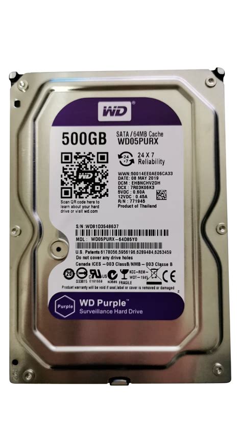 西部数据wd紫盘 500g Sata6gbs 64m Wd05purx监控硬盘 两年质保坏了换新，希捷西数随机送【行情 报价 价格