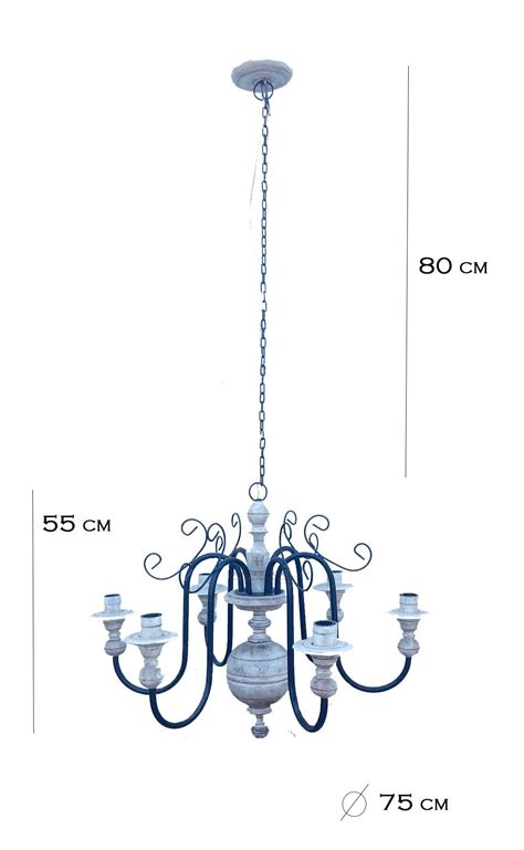 Lustre Rustico Madeira Torneada Patina Branca Ferro Artesanal 6 Bocais