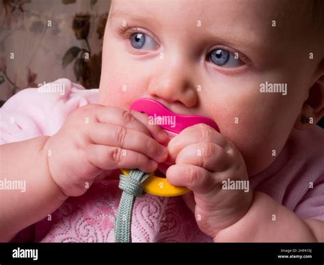 Baby Face Sucking On Binky Pacifier Stock Photo Alamy