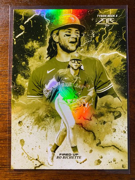 2022 Topps Fire Bo Bichette FIU 17 Fired Up Gold Minted Blue Jays EBay