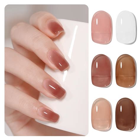 Amazon Gaoy Nude Jelly Pink Gel Nail Polish Set Transparent Colors Sheer White Brown