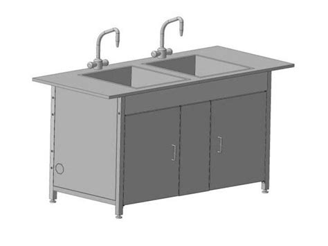 Стол-мойка двойная с 2 раковинами и 2 смесителями tof