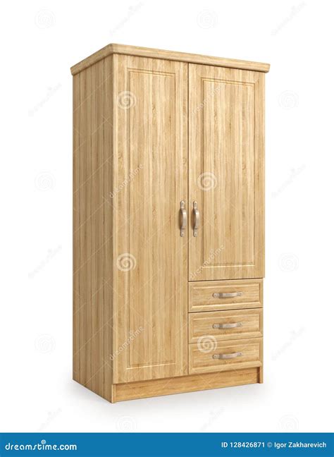 Wooden Wardrobe with Doors and Drawers Stock Image - Image of home ...