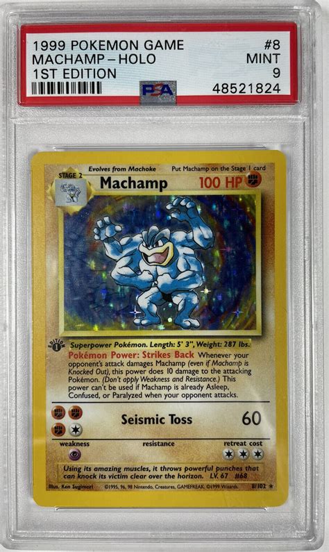 Mavin Pokemon Base Set Machamp St Edition Holo Psa Mint