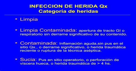 Infeccion De Herida Qx Categoría De Heridas · Prevención De Infecciones