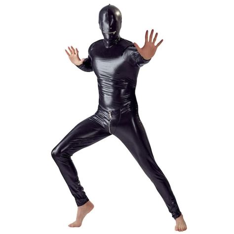 Sexy Spandex Gimp Suit Costume Faux Leather Shiny Mask Hooded Etsy