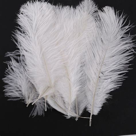 Pieces White Natural Ostrich Feather Cm Wedding Diy V L Ebay