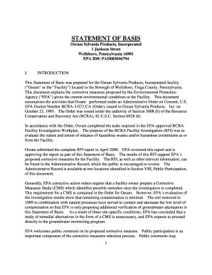 Fillable Online Epa Region Rcra Corrective Action Statement Of Basis