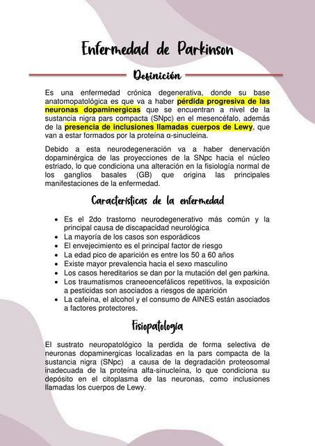 Enfermedad De Parkinson Dra Resumenes Mf Udocz