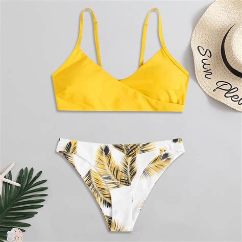 Teveq Women Print Beachwear Up Floral Swimwear Padded Set Swimsuit Bikini Swimwears Swim Suits