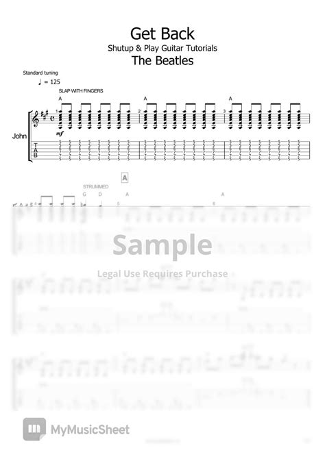 The Beatles Get Back 악보 by Shutup Play Guitar Tutorials